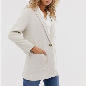 Linen New Look Blazer in Stone from ASOS